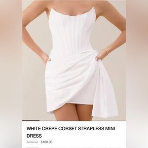 HEIRESS BEVERLY HILLS - WHITE CREPE CORSET STRAPLESS MINI DRESS